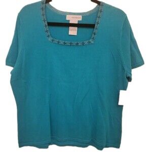 Sag Harbor Blue Short Sleeved Sweater XL